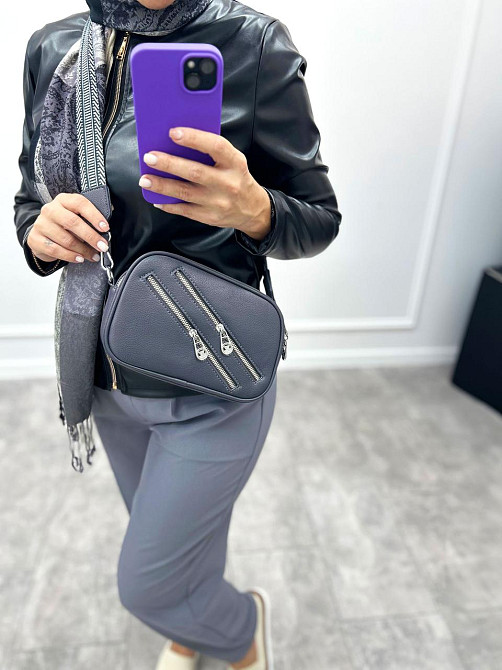 Маленькая женская сумочка с молниями Look Графит Киев - изображение 4