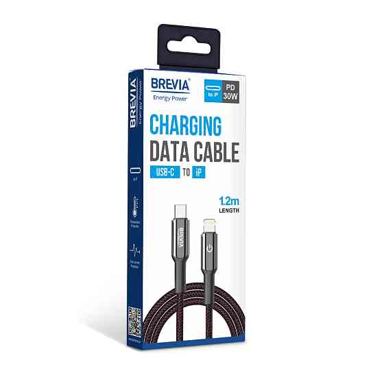 Кабель Brevia Type-C to Lightning 30W 1,2м, чорний box (54120BCLC1) Львів