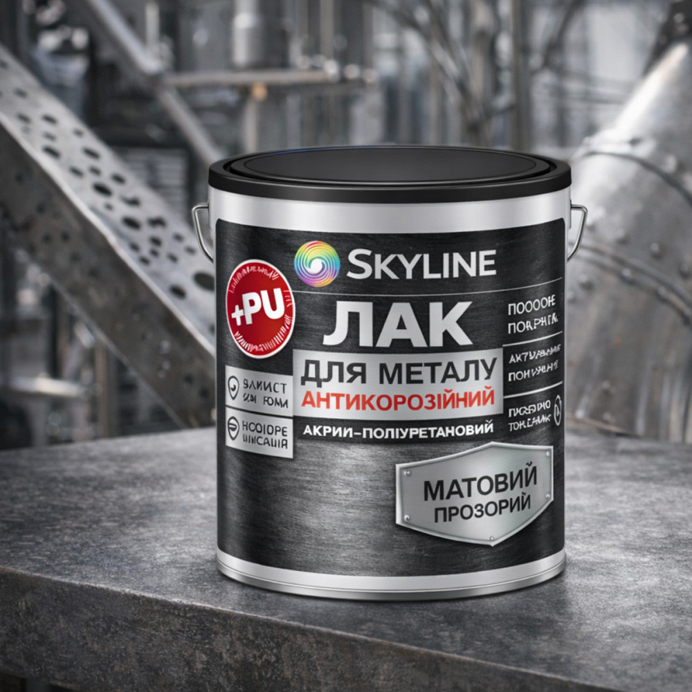Лак для металу Skyline матовий прозорий акрил-поліуретановий антикорозійний без запаху 5 л Харків - фото 10