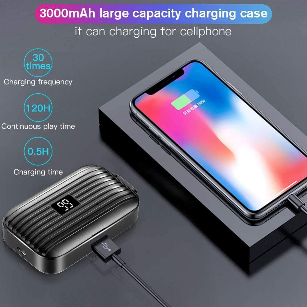 Бездротові навушники BlueTEK T28 TWS Bluetooth 5.0, Powerbank 3000мАг, IPX7 Водонепроникні, 120 годин роботи, Чорні Київ - фото 11