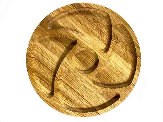 Деревянная тарелка из натурального дерева диаметр 30 см, высота 2 см, тарелка для закусок Каменец-Подольский