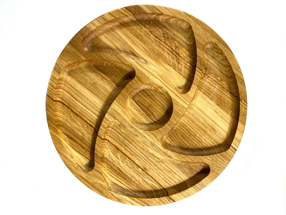 Деревʼяна тарілка з натурального дерева діаметр 30 см, висота 2 см, тарілка для закусок Кам'янець-Подільський - фото 2