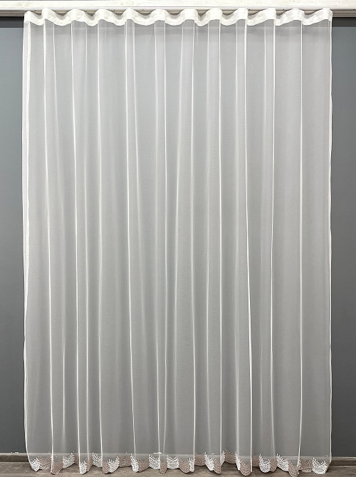 Тюль VR-Textil 1463т Грек-сетка с вышивкой Молочный с пудровым 300х270 см (42-0331) Киев - изображение 2
