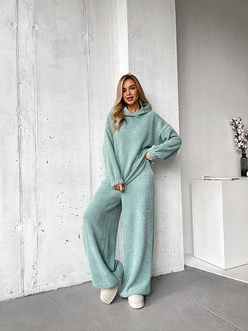 Женский теплый уютный костюм двойка из альпаки Мятный, 46/48 Одесса - изображение 3