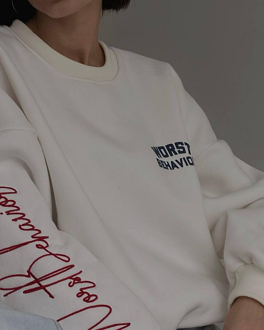 Женский теплый оверсайз свитшот турецкая трехнить «пенье» на флисе Одесса - изображение 5