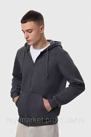 Худі на замку чоловіче темно-сіре утеплене RAY BASIC (U0405LM-Dark Grey) Київ