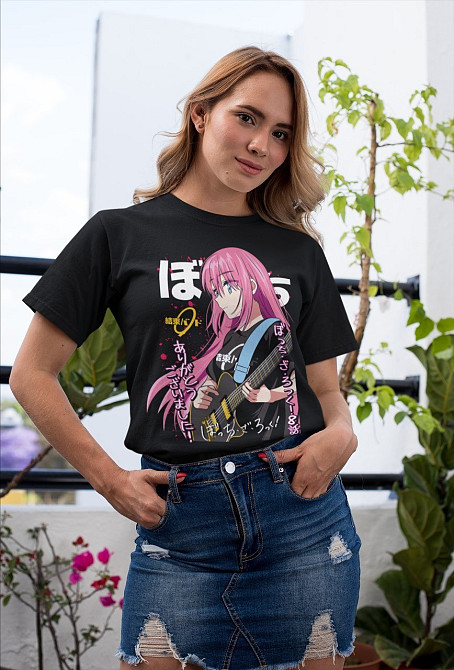 Футболка для мальчика аниме Каваии Фуннй Хитори Готоу оверсайз (рост от 165 до 180 ) Черний AnimeJ0276m Днепр - изображение 2