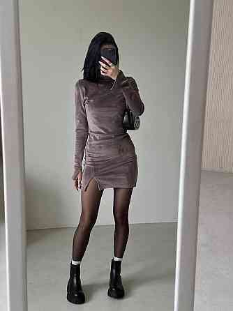 Женское праздничное элегантное велюровое мини-платье Мокко, 42/44 Одесса