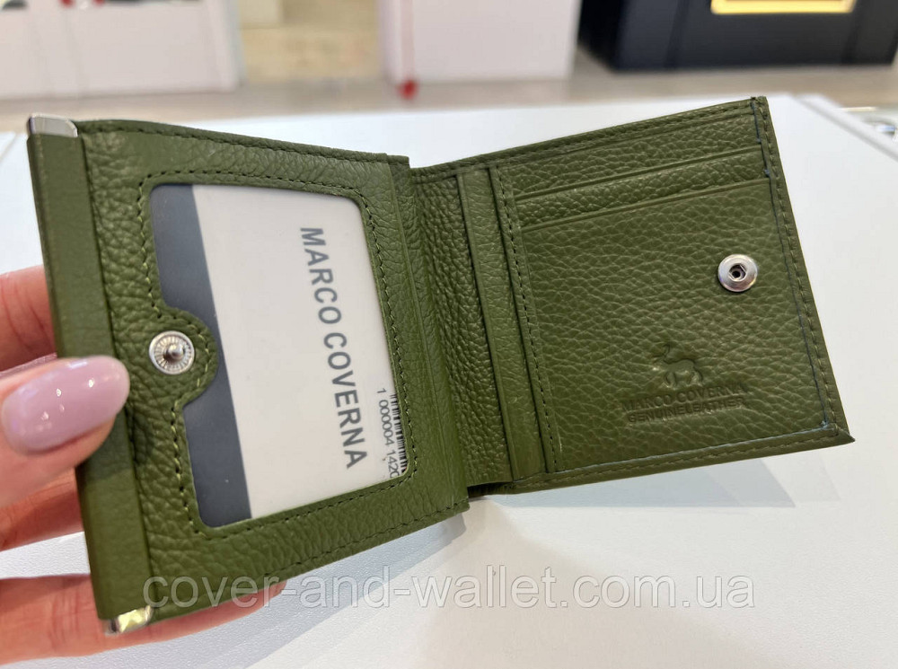 Маленький женский кошелек оливкового цвета с монетницей Marco Coverna Киев - изображение 12