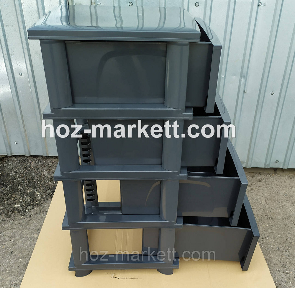 Комод плетенка тумбочка пластиковая на 4 ящика ротанг гранит серый Харьков - изображение 5