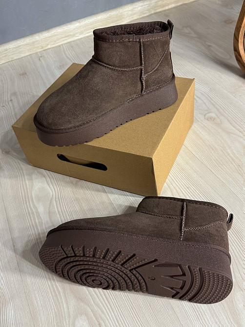 Угги женские Hengji 25-7 натуральная замша короткие на высокой подошве коричневые, 40, 25 см Киев - изображение 12
