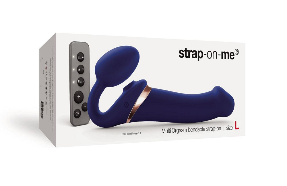 Безремневой вибрострапон с вакуумной стимуляцией Strap-On-Me MULTI ORGASM Blue L, регулируемый Sex Aura Киев - изображение 8