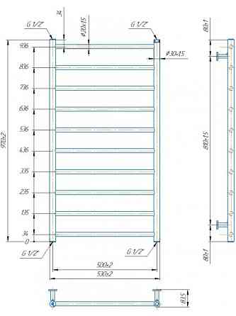 Водяной полотенцесушитель Mario INOX Флет 970х530/500 черный мат Киев