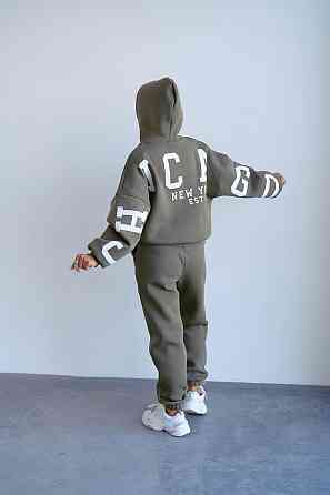 Женский стильный повседневный костюм Chicago с двойным капюшоном Хаки, 48/50 Одесса