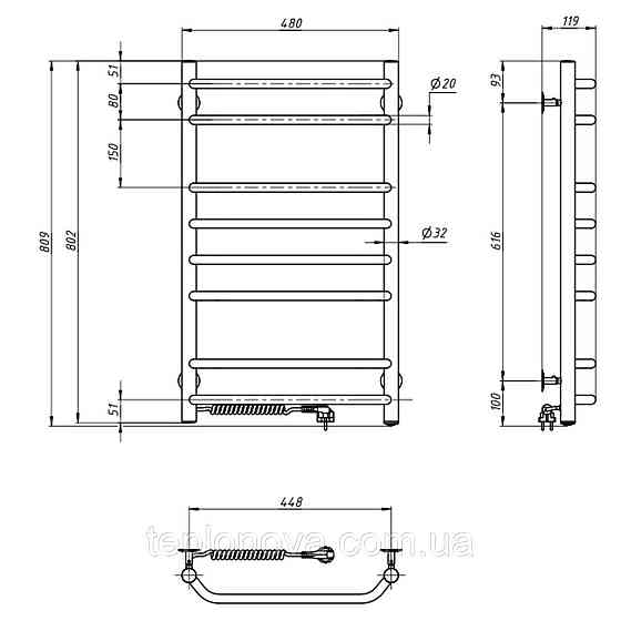 Полотенцесушитель Блюз 480х800 левый Черновцы