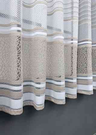 Короткий тюль VR-Textil 1948т Жаккард Белый с капучино 300х145 см (42-0904) Киев