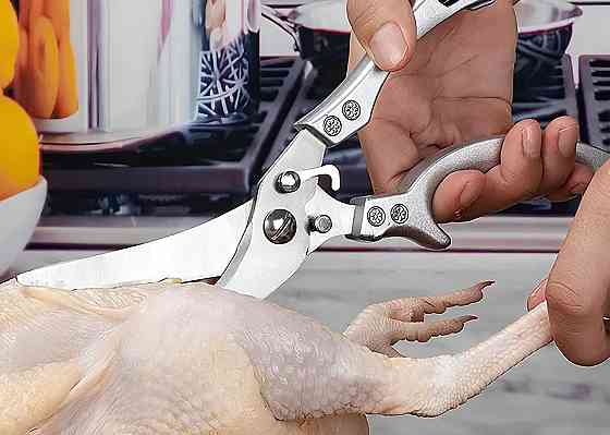 Кухонні ножиці-ніж 2 в 1 RESTEQ з чохлом, нержавіюча сталь — універсальний інструмент для оброблення та різання Київ