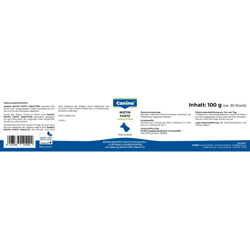 Витаминный комплекс Canina Biotin Forte Tabletten для собак Биотин интенсивный курс для шерсти 100 г 30 табл. Киев - изображение 3