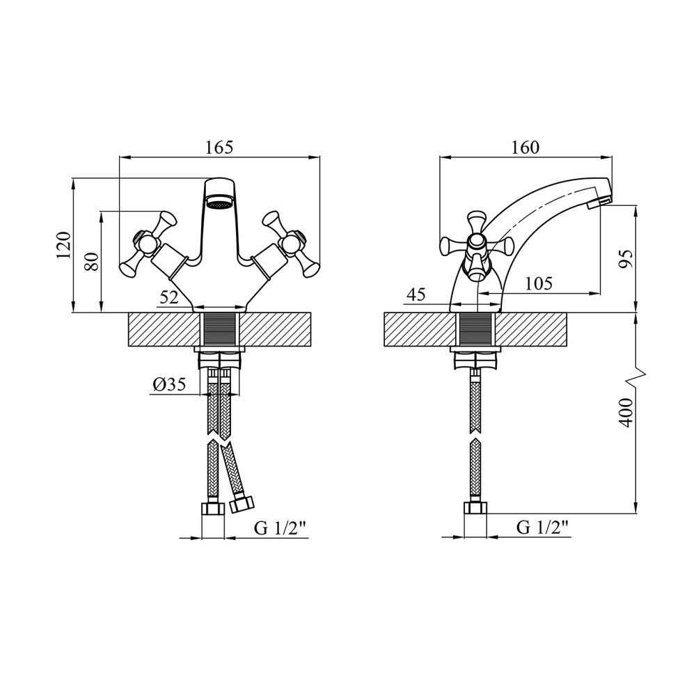 Змішувач для раковини Kroner KRM Rhein - C010 Київ - фото 2