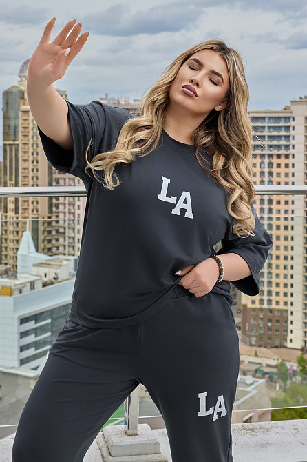Жіночий легкий спортивний костюм із футболкою "Amante" |  Норма та батал Графіт, 54-56 Київ - фото 5