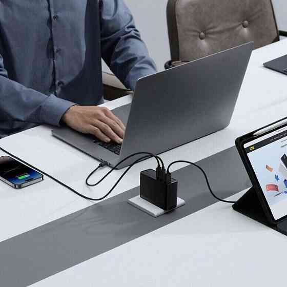 Мережевий зарядний пристрій з кабелем Baseus GaN5 Pro Digital Fast Charger 2C+U 160W Cluster Black (With Superior Charging Data Київ