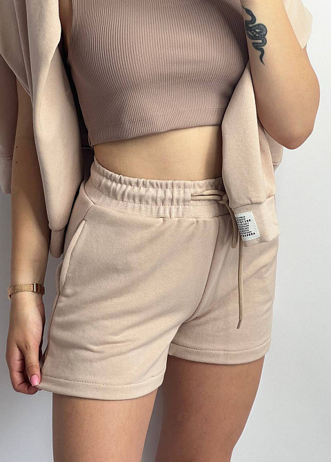 Шорты трикотажные женские Бежевый M/L Харьков - изображение 4