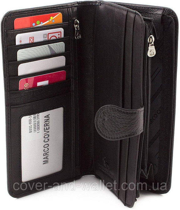 Стильный тонкий черный кожаный кошелек купюрник Marco Coverna MC031-950 Киев - изображение 10