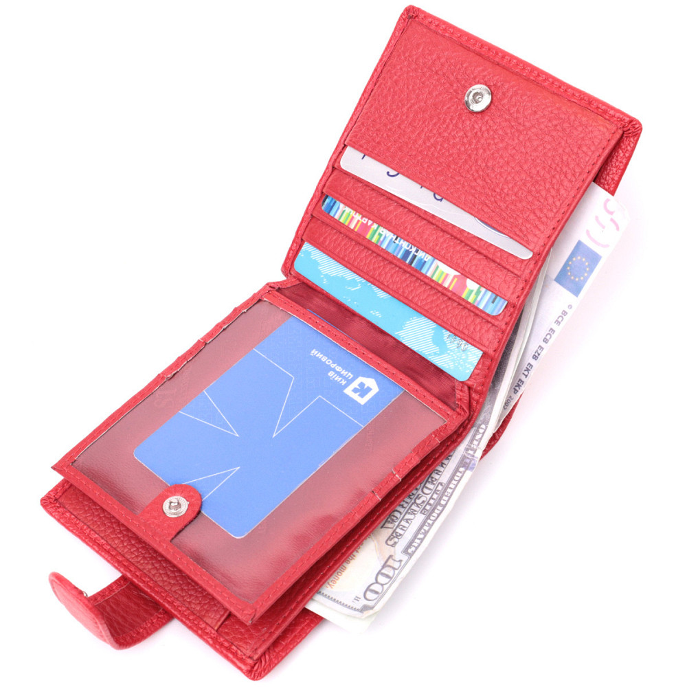 Женский трендовый бумажник из натуральной кожи ST Leather 22555 Красный Киев - изображение 5