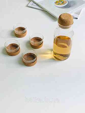 Пляшка скляна з корковою кришкою для води соку молока Olens "Cork" 650 мл для міцних напоїв Київ