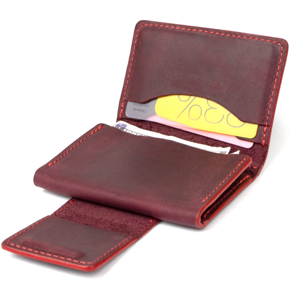 Винтажная кожаная визитница GRANDE PELLE 11408 Бордовый Киев - изображение 7