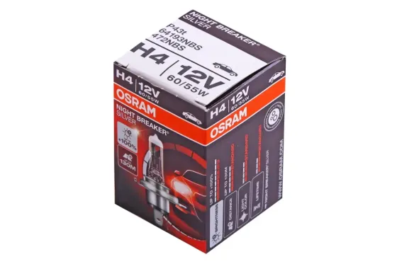 Лампа галогенная 12В  H4/P43t Osram 60/55 +100% Night Breaker Silver Винница