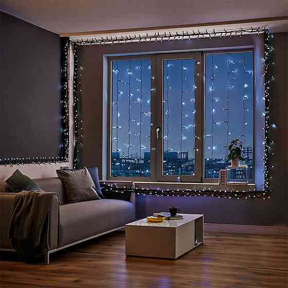 Garlando Новорічна гірлянда вулична 50 м 500 LED з сонячною батареєю чорний провід Білий SB500L Коломия