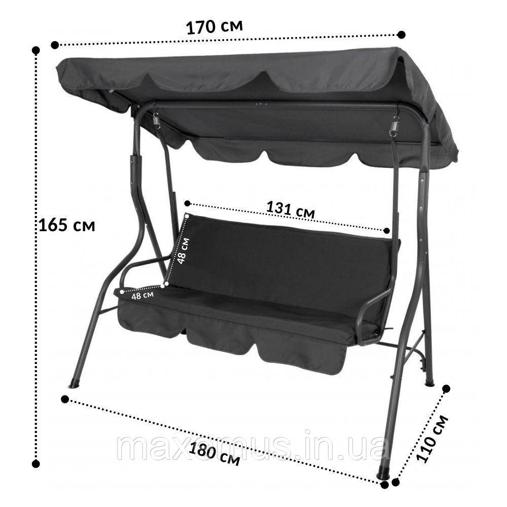 Садовые качели Bonro Relax для сада и дачи 3-х местная качели с навесом серая Мостиска - изображение 10