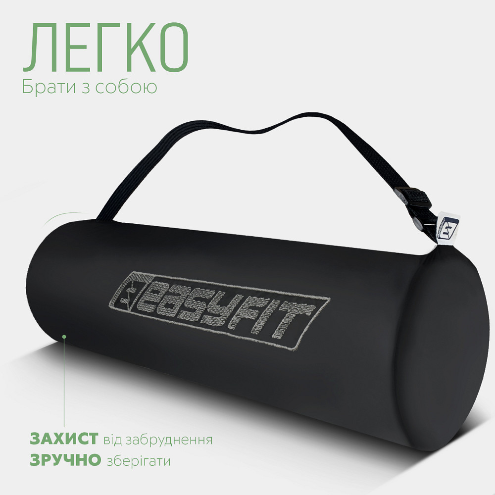 EasyFit Килимок для йоги та фітнесу EasyFit TPE+TC 6мм двошаровий чорно-зелений Коломыя - изображение 3