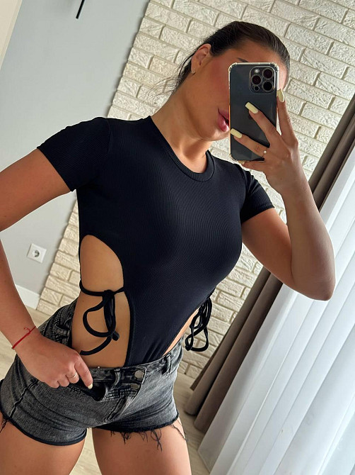 Женский привлекательный боди с завязками по бокам турецкий рубчик Черный Одесса - изображение 1