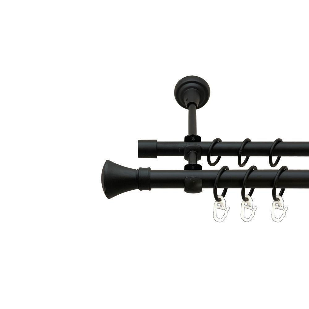 Карниз Orvit Люксор металевий дворядний відкритий гладка труба кільце металеве Чорний Оксамит 19\16 мм 300 см Львов - изображение 1