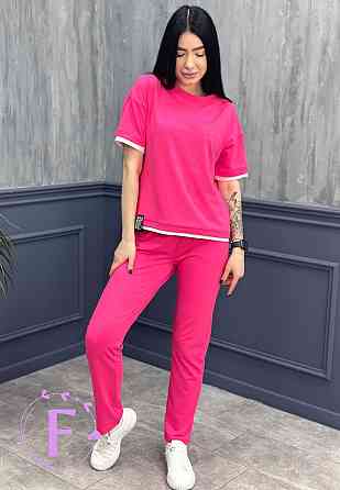 Летний трикотажный костюм-двойка Summer батал 54-56, Малиновый Киев