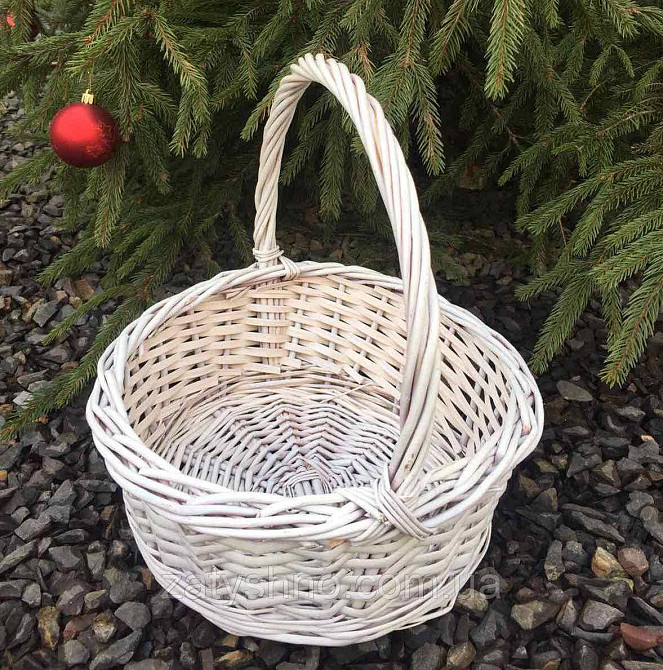 Кошик плетений дитячий | кошик плетений великодні | кошик із лози білий Київ - фото 4