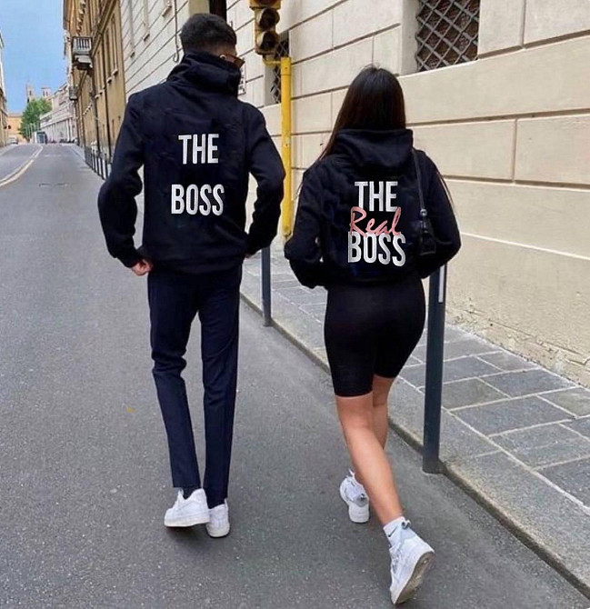 Парні теплі худі для закоханих з написом на спині тринитка на флісі Одеса - фото 1