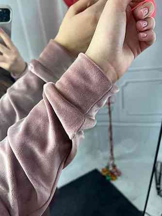 Женский велюровий костюм с капюшоном Пудровый S Харьков