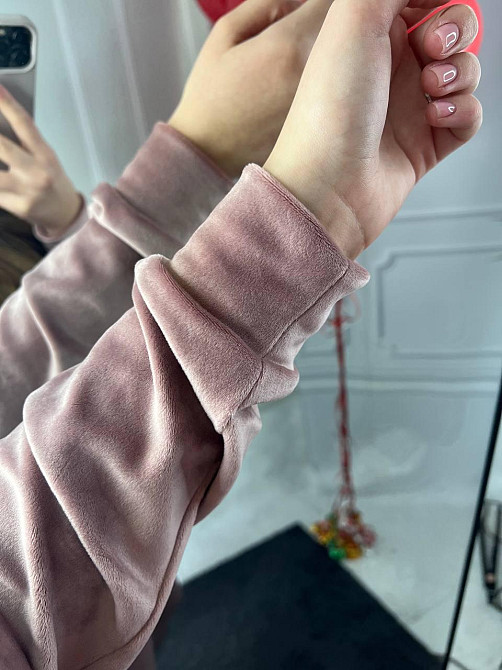 Женский велюровий костюм с капюшоном Пудровый S Харьков - изображение 5