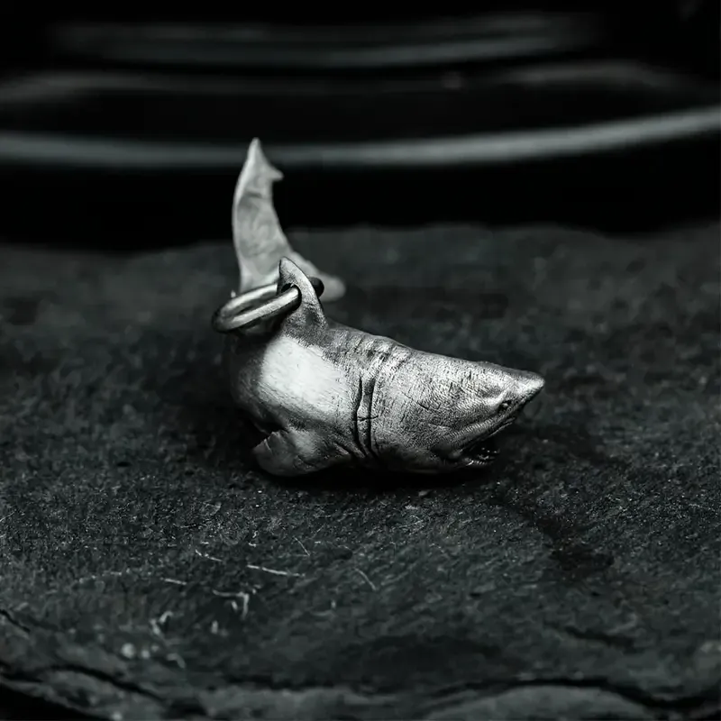 Кулон «Акула» 3,2×1,5 см на цепочке 60 см — темное серебро, морская тематика, унисекс Киев - изображение 3