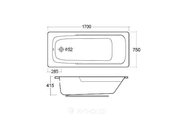 Прямокутна акрилова ванна RAK Ceramics Orient (1700x750x415 мм) Бежева Вінниця
