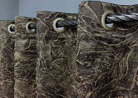 Комплект штор на люверсах VR-Textil Жаккард Fantasy № 1632ш Венге с бежевым 150х280 см 2 шт (37-0177) Киев