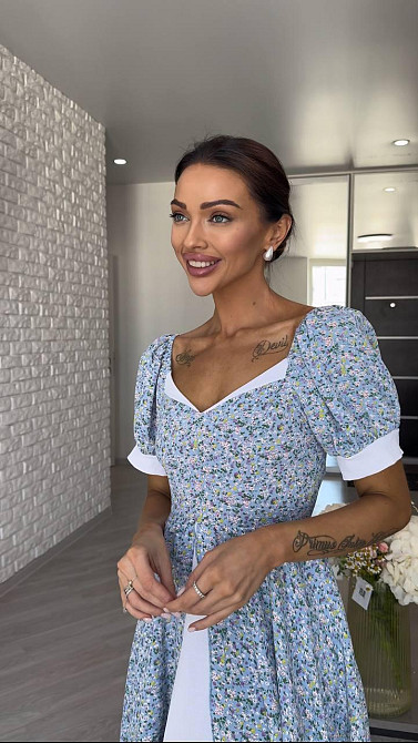 Женское принтованное легкое платье мини американский креп Одесса - изображение 8