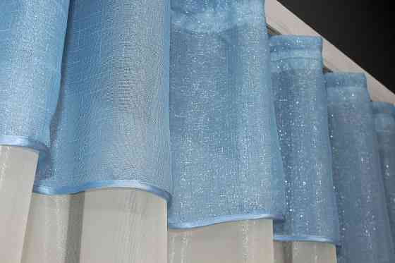 Гардина арка на кухню VR-Textil № 036к молочный с голубым 270х170 см (52-0651) Киев