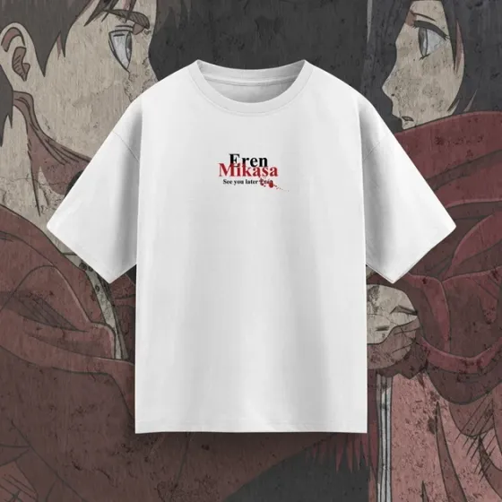 Футболка мужская с принтом Атака титанов Мікаса та Ерен Размер 48 Anime1056 Днепр