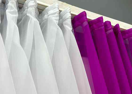 Кухонные шторки VR-Textil № 096к с подвязками фуксия с белым 400х170 см (52-1204) Киев