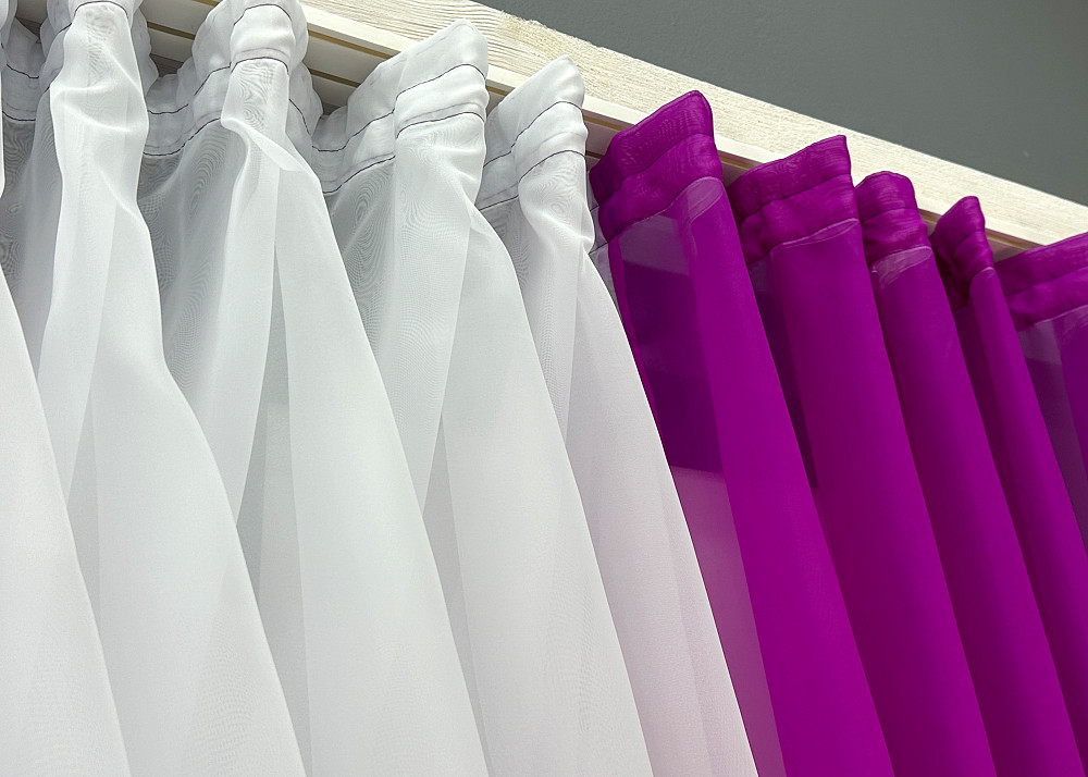 Кухонные шторки VR-Textil № 096к с подвязками фуксия с белым 400х170 см (52-1204) Киев - изображение 5