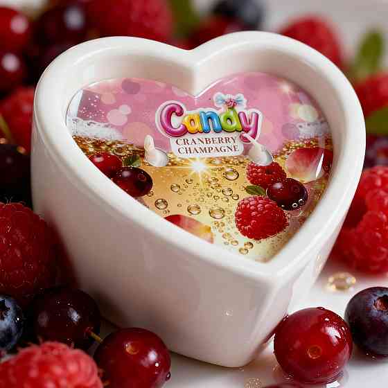Масажна свічка з ароматом шампанського з журавлиною Candy Cranberry Champagne у формі серця, 70 мл Sex Aura Київ
